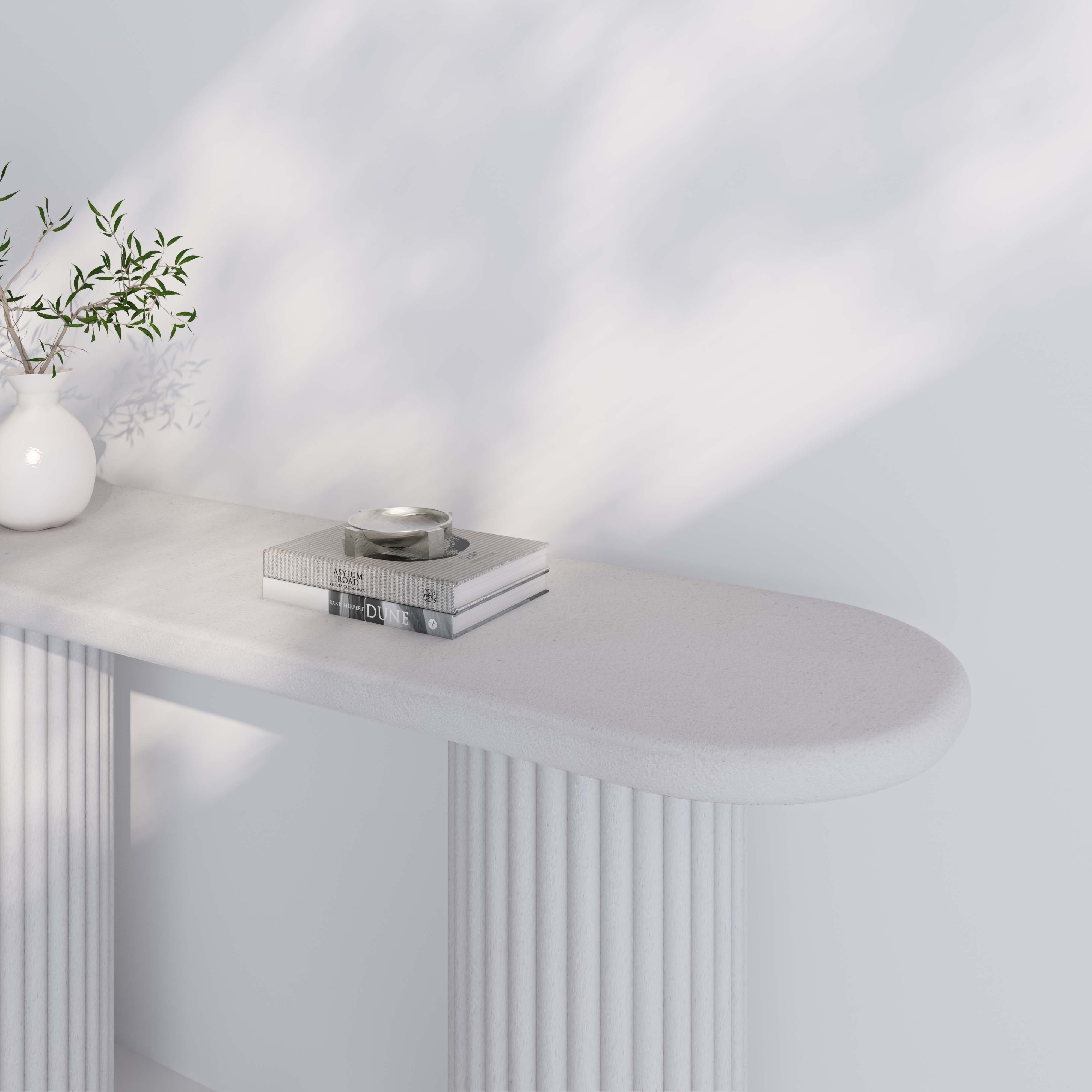 Bergen Console Table – White Fluted Minimalist
