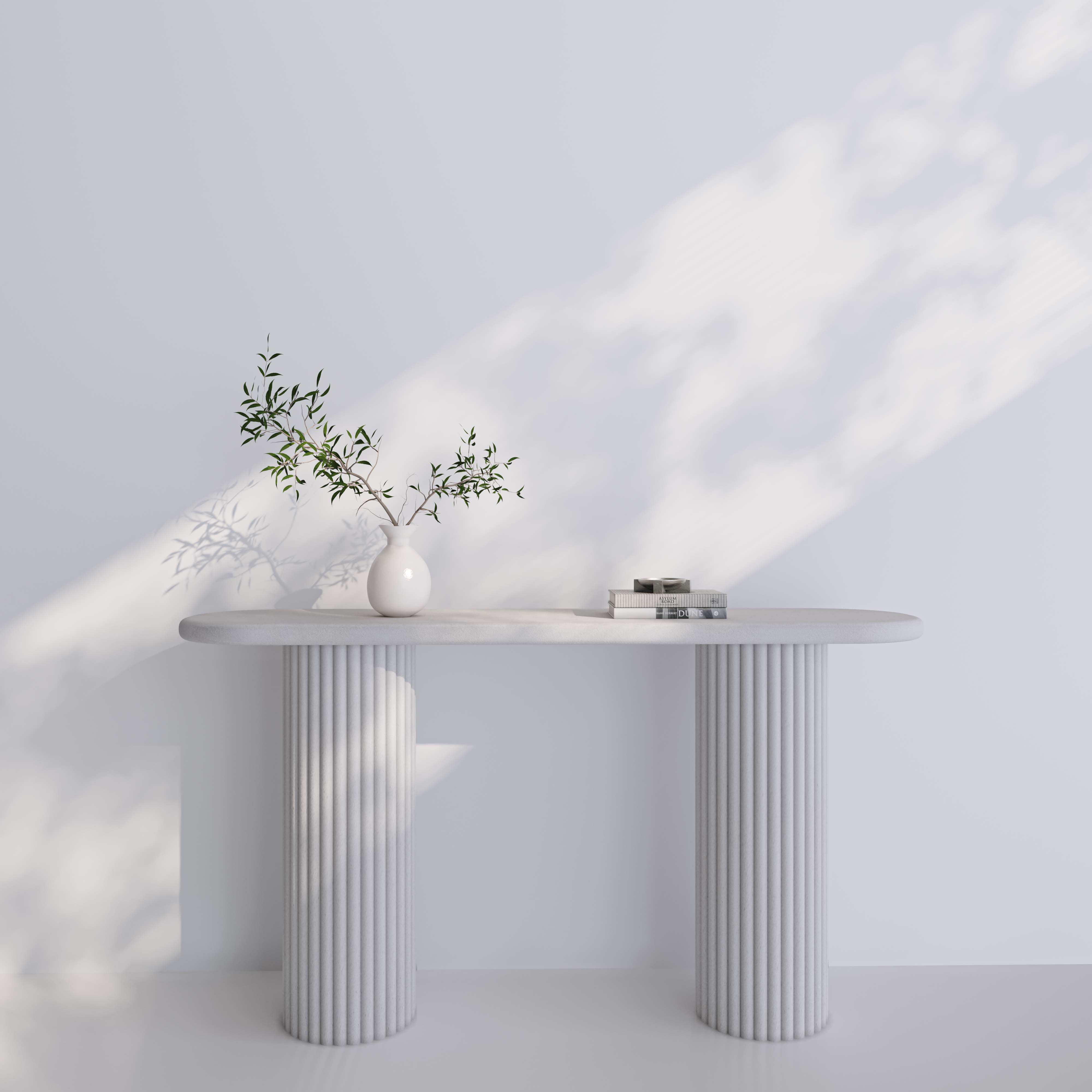 Bergen Console Table – White Fluted Minimalist