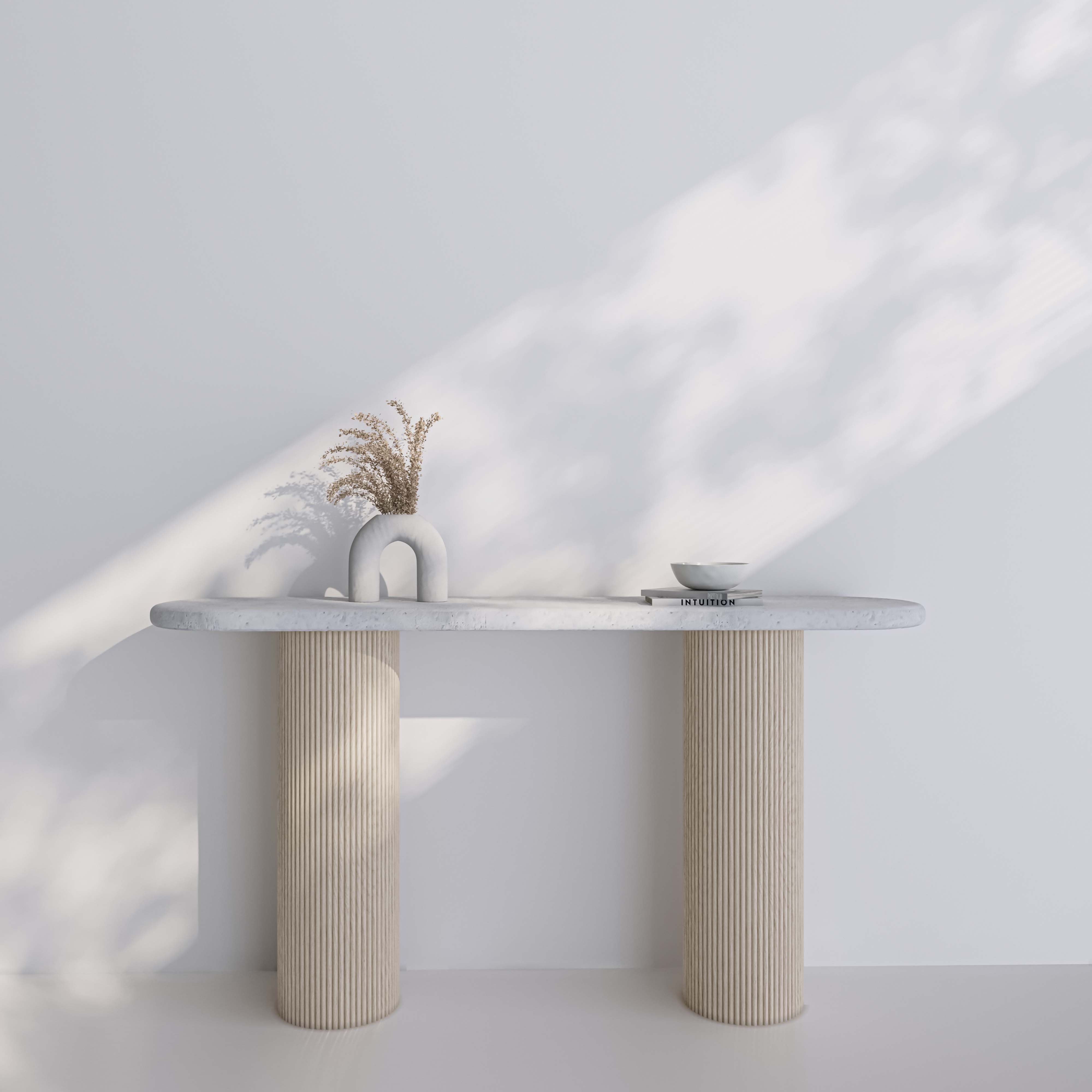 Siena Console Table – Marble & Fluted Base