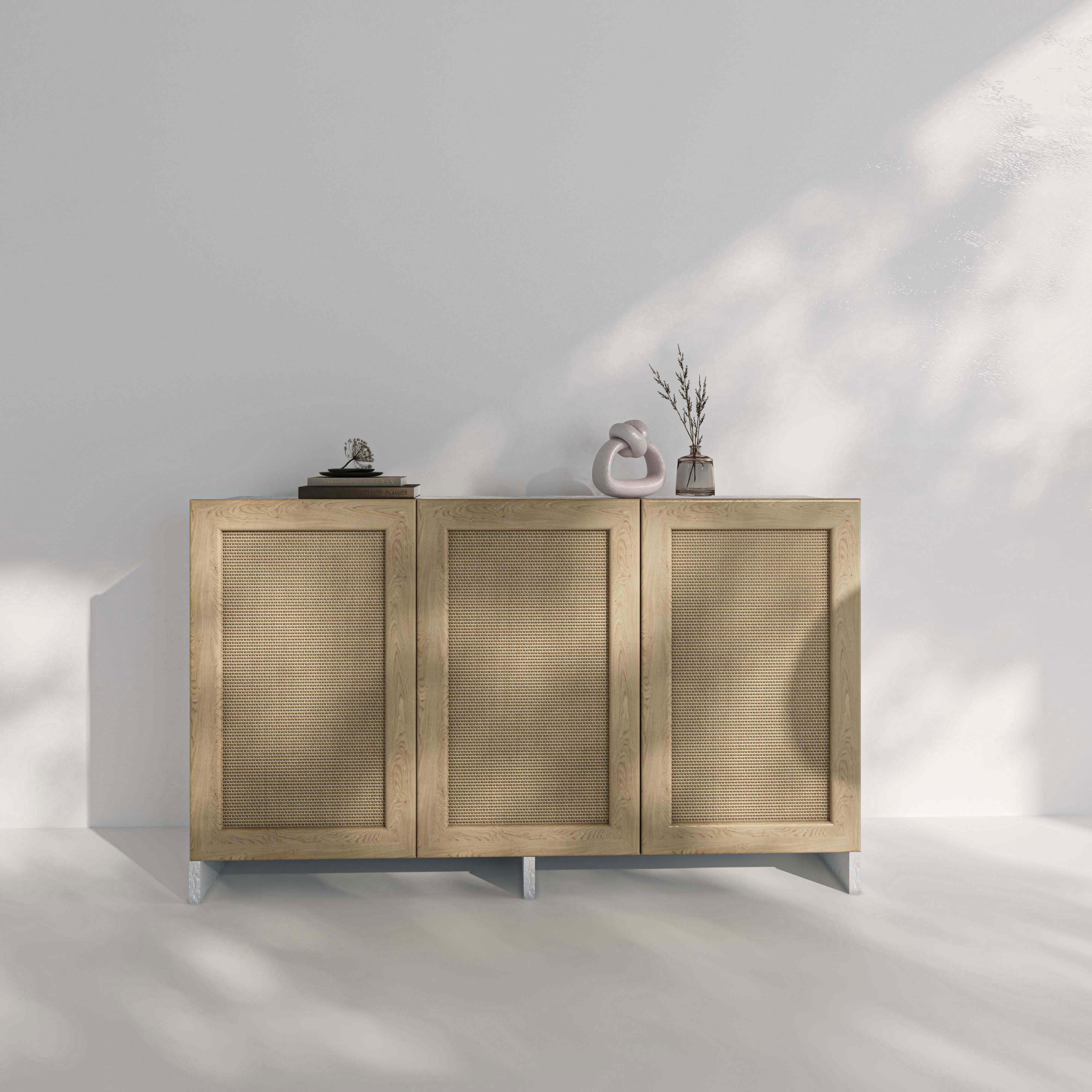 The Havana Solid Oak & Rattan Cabinet