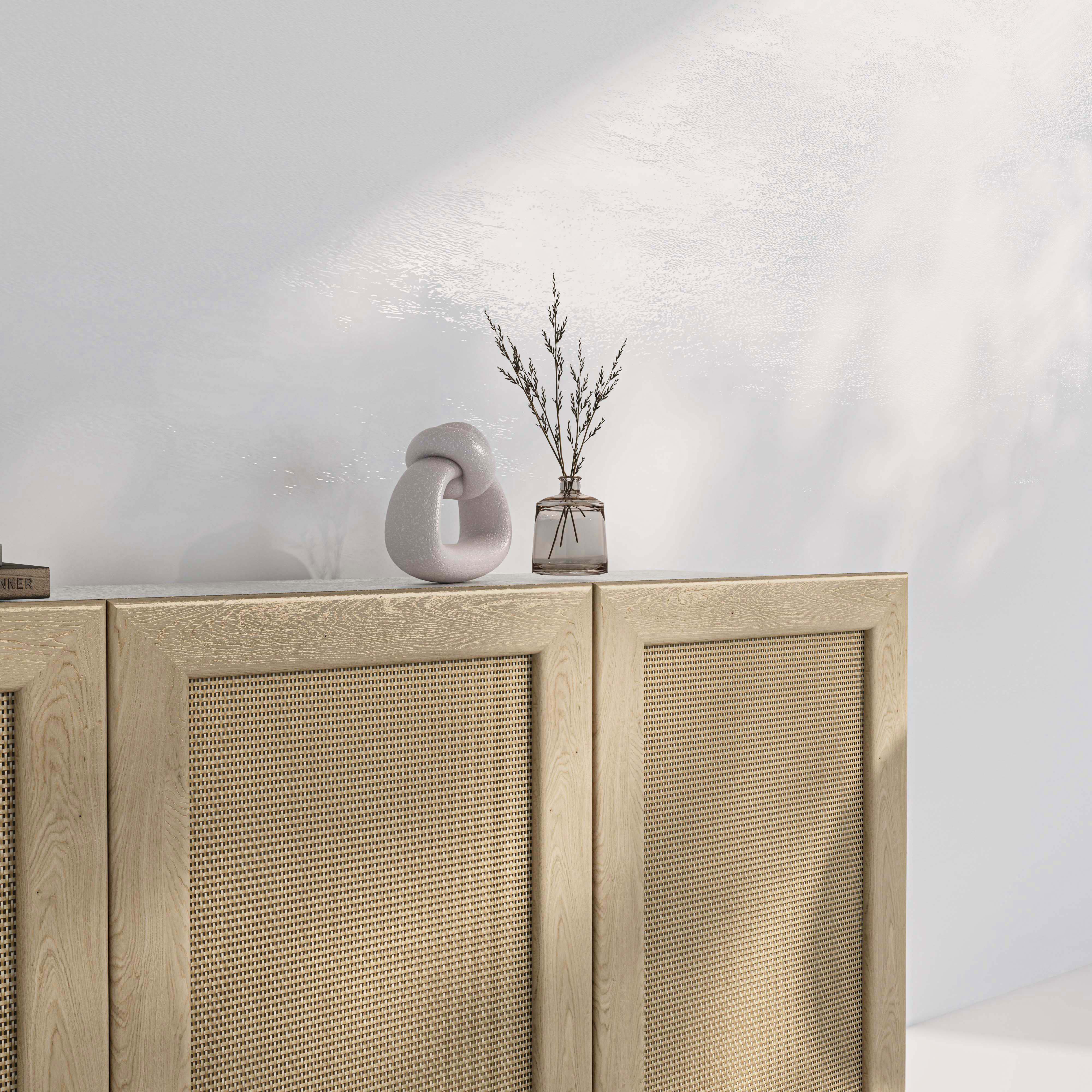 The Havana Solid Oak & Rattan Cabinet