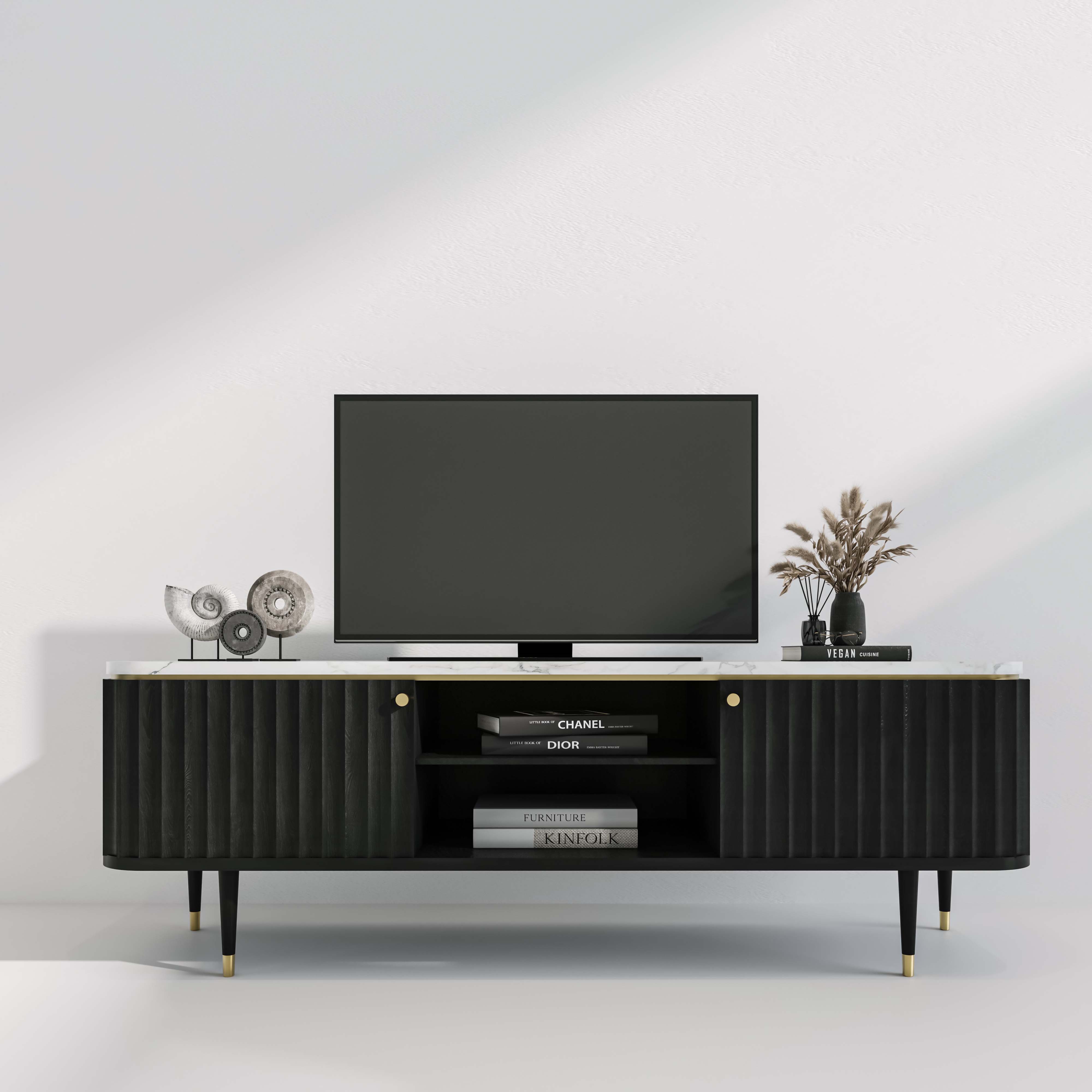 The Hudson Fluted Marble Media Unit