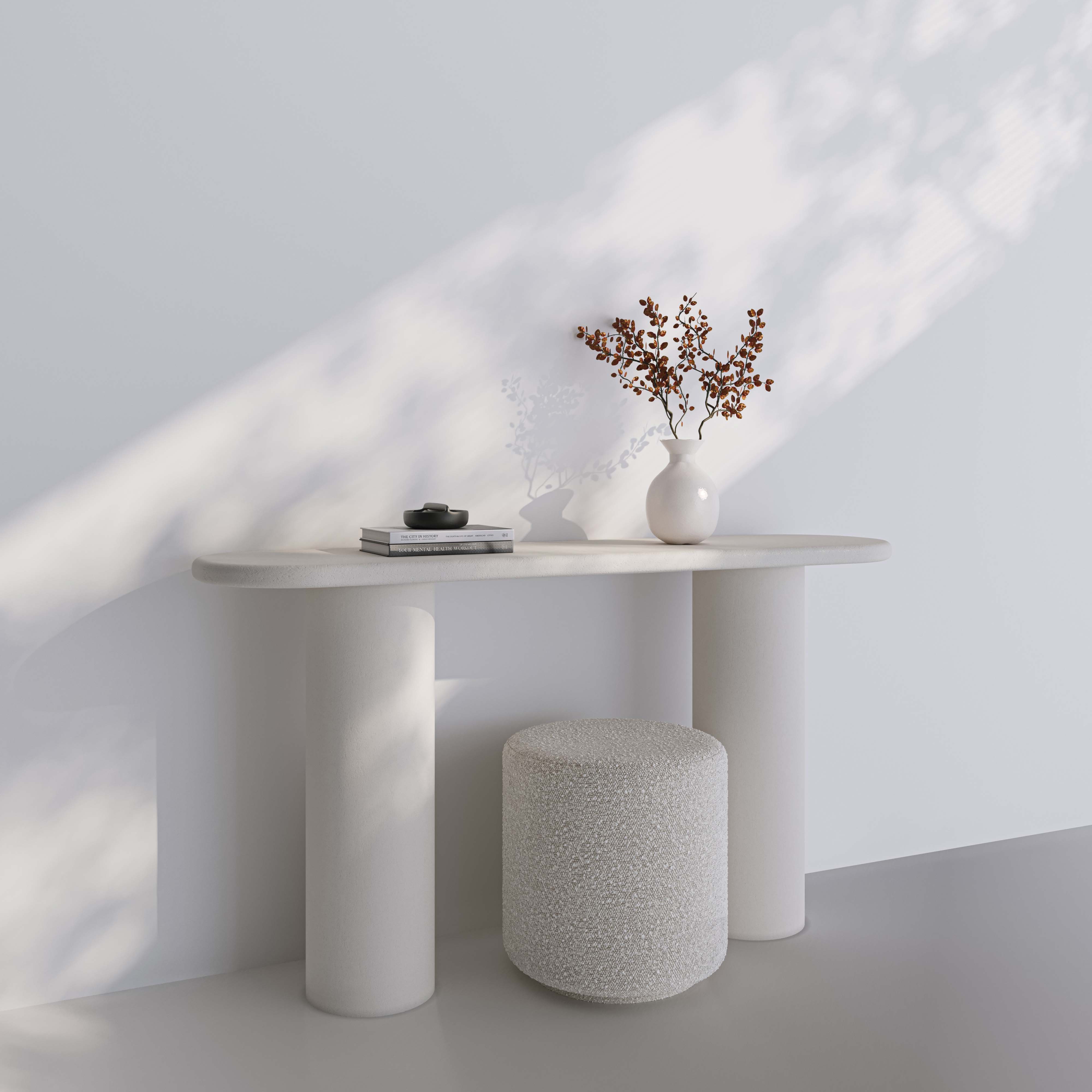 The Lucerne Console Table – White Fluted Oval