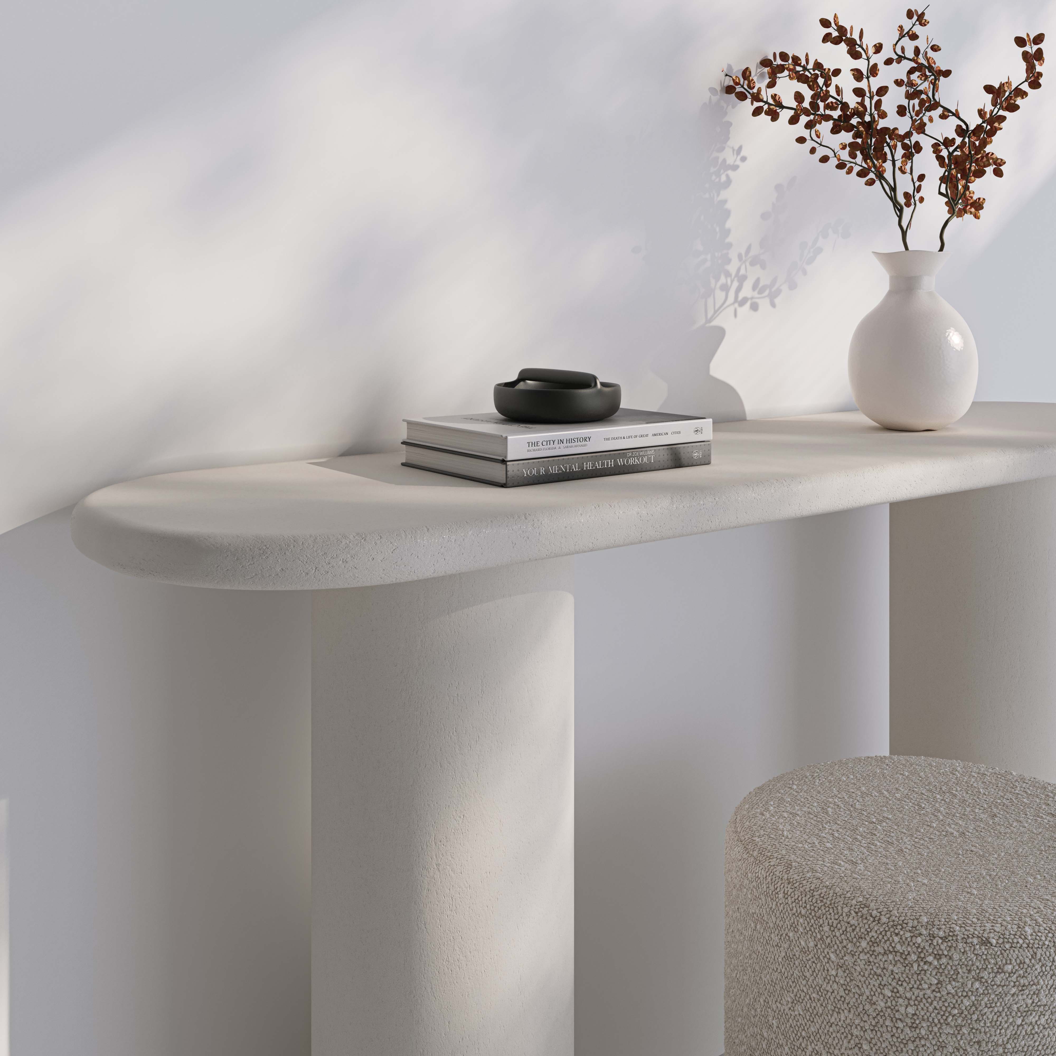 The Lucerne Console Table – White Fluted Oval